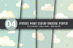 Pastel Mint Cloud Digital Paper Product Image 1