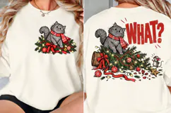Christmas Cat Front Back PNG, Funny Cat Christmas Shirt Desi Product Image 2