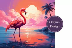 Flamingo Tumbler Wrap Design, Flamingo Sublimation Product Image 2