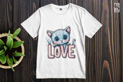 Cute Cat Love Typography Letters Kitty Lover Quote Clipart Product Image 2