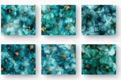 Teal Alcohol Ink Flowers Tumbler Wrap, 20oz Skinny Tumbler W Product Image 2