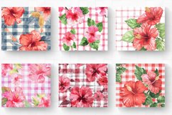 Watercolor Hibiscus Floral Gingham Tumbler Wrap, 20oz Skinny Product Image 2