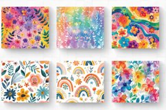 Pretty Rainbow Floral Tumbler Wrap, 20oz Skinny Tumbler Wrap Product Image 2