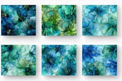 Blue Green Alcohol Ink Flower Tumbler Wrap, 20oz Skinny Tumb Product Image 2
