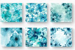 Turquoise Watercolor Flower Tumbler Wrap, 20oz Skinny Tumble Product Image 2