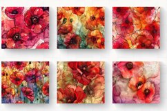 Poppy Alcohol Ink Flowers Tumbler Wrap, 20oz Skinny Tumbler Product Image 2