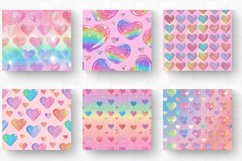 Pink Pastel Rainbow Girly Glitter Hearts Tumbler Wrap, 20oz Product Image 2