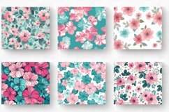 Pink and Teal Flowers Tumbler Wrap, 20oz Skinny Tumbler Wrap Product Image 2