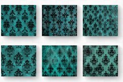 Teal and Black Damask Tumbler Wrap, 20oz Skinny Tumbler Wrap Product Image 2