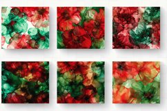 Red &amp; Green Alcohol Ink Flowers Tumbler Wrap, 20oz Skinny Tu Product Image 2