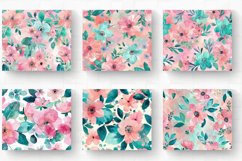 Pink &amp; Teal Watercolor Flowers Tumbler Wrap, 20oz Skinny Tum Product Image 2