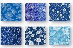 White Line on Blue Floral Tumbler Wrap, 20oz Skinny Tumbler Product Image 2