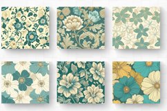Teal &amp; Beige Flowers Tumbler Wrap, 20oz Skinny Tumbler Wrap Product Image 2