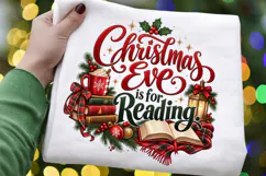 Christmas Eve Is for Reading Book Lover Design, Cozy Product Image 4