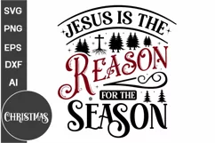 Jesus Is The Reason For The Season Round Sign SVG Design Product Image 1