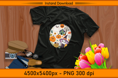 Cute Witch and Ghost Halloween Round Scene PNG Product Image 2