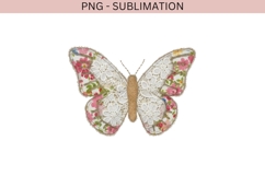 Fabric Butterfly PNG | Vintage Lace Floral Butterfly Clipart Product Image 2