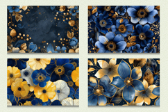Gold and Blue Flowers Cutting Boards sublimation Design Product Image 2