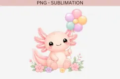 Pastel kawaii axolotl png design for T-shirts Product Image 2