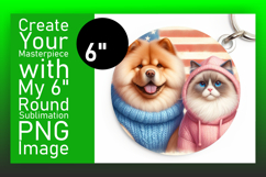 Playful Round Design Keychain PNG , Dog and cat Product Image 1