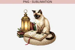 Christmas bookish cat png design for T-shirts Product Image 2