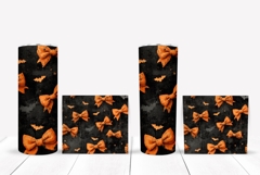 Orange Bows Tumbler Wrap, Cartoon Halloween Tumbler PNG Product Image 2