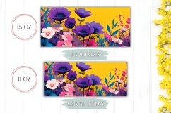 Purple Flowers Mug Template, Yellow Coffee Mug Sublimation Product Image 2