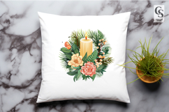 Floral Candle Wreath Christmas Sublimation SVG PNG Product Image 3