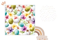 Colorful Easter Eggs Pillow Design, Floral Pillow Print Product Image 2