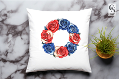 Patriotic Rose Wreath Watercolor Floral Clipart PNG Product Image 2