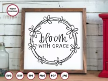 Bloom With Grace SVG | Wreath SVG | Round Door Hanger SVG Product Image 3