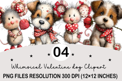 Whimsical Valentine Dogs Clipart Valentine's Day PNG Product Image 1