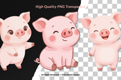 15 Bundle Watercolor Cute Pig Pink Lazy Smile Cute Hog Farm Product Image 2