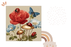 Flowers Pillow Design, Butterfly Pillow Sublimation Product Image 2
