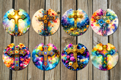 Christian Cross flowers | car coaster &amp; key chain design Product Image 2