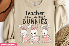 Teacher of the sweetes bunnies PNG, Retro Teacher Easter Sub Product Image 2