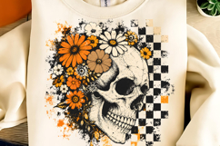 Retro Floral Skeleton PNG, Trendy Halloween Skull Design Product Image 3