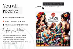 Mexican ballerina clipart, cinco de Mayo festival, Fiesta Product Image 3