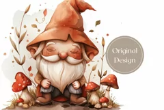 Watercolor Gnome Tumbler Design, Fall Mushrooms Tumbler Product Image 2