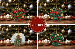 Art Christmas Tree Round Ornament, Christmas Gift Tags Product Image 2