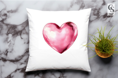 Pink Watercolor Heart Clipart Sublimation PNG Product Image 2