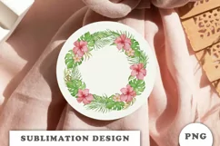 Watercolor Tropical flowers wreath PNG Product Image 2