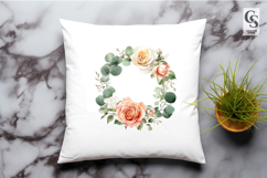 Peach Eucalyptus Floral Frame Clipart Sublimation PNG Product Image 3