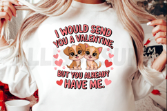 Cute Valentines Day Card With Puppy And Kitten Graphic Product Image 2
