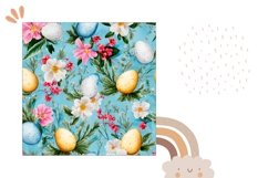 Colorful Easter Eggs Pillow, Floral Pillow Template Product Image 2