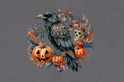Watercolor Halloween Raven. PNG sublimation Product Image 3