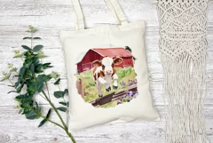 Watercolor Baby Cow Illustration, Watercolor Farm Print Product Image 2