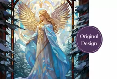 Stained Glass Christmas Angel Tumbler Wrap, Christmas PNG Product Image 2