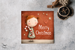 Cute Christmas girl digital paper, background clipart Product Image 2