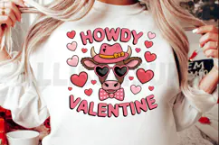 Highland Cow Howdy Valentine Sublimation PNG Design Product Image 2